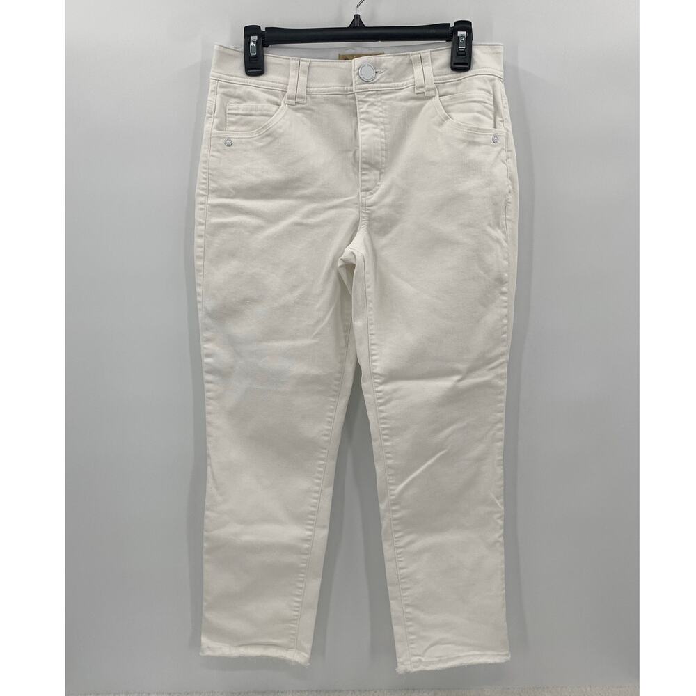 Democracy AB Technology Skinny Jeans Women 8 White Frayed Hem High Rise Stretch